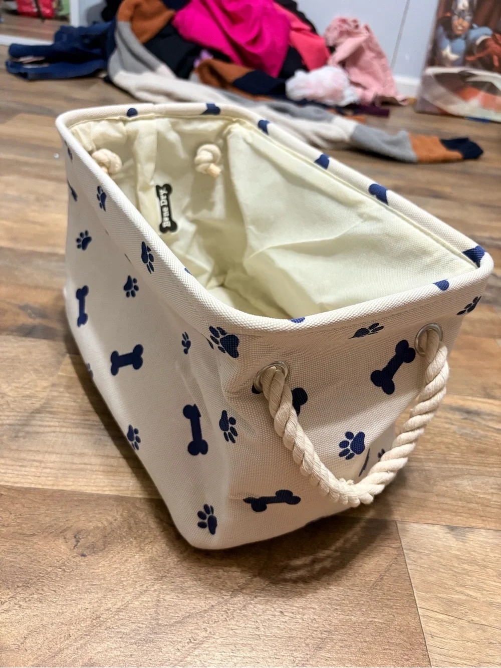 Bone Dry Dog Paw & Bone Storage Basket / Toy Bin